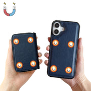 For iPhone 16 Plus Solid Color Zipper 11-Card Slots Bag Phone Case with Lanyard(Blue)
