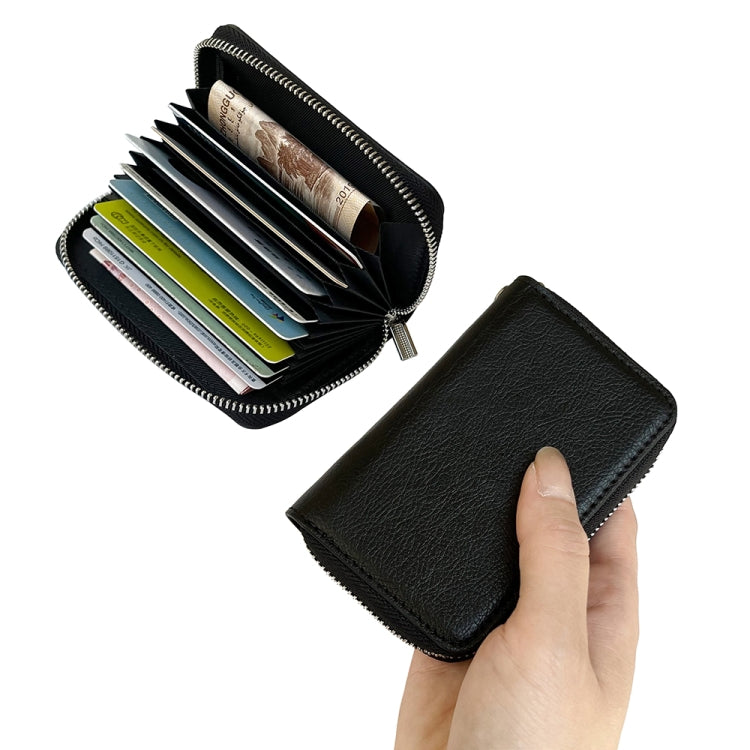 For iPhone 16 Plus Solid Color Zipper 11-Card Slots Bag Phone Case with Lanyard(Black) - free shipping - PMC Jewellery - Order now!