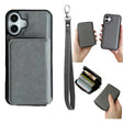 For iPhone 16 Plus Solid Color Zipper 11-Card Slots Bag Phone Case with Lanyard(Grey) - free shipping - PMC Jewellery - Order now!