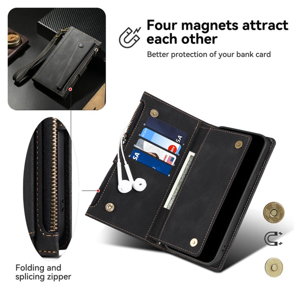For Samsung Galaxy S25 5G ESEBLE Retro Frosted RFID Flip Leather Phone Case(Black)