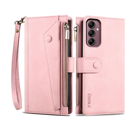 For Samsung Galaxy S25 5G ESEBLE Retro Frosted RFID Flip Leather Phone Case(Rose Gold)