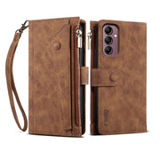 For Samsung Galaxy S25+ 5G ESEBLE Retro Frosted RFID Flip Leather Phone Case(Brown)