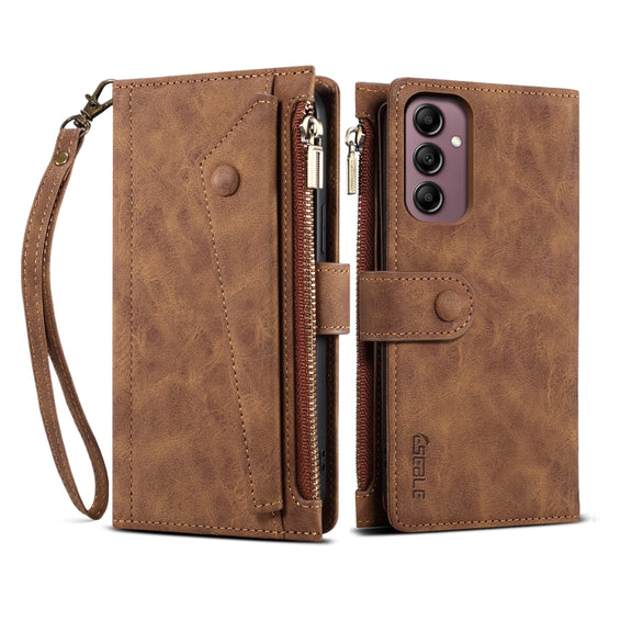 For Samsung Galaxy S25+ 5G ESEBLE Retro Frosted RFID Flip Leather Phone Case(Brown)