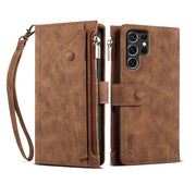 For Samsung Galaxy S25 Ultra 5G ESEBLE Retro Frosted RFID Flip Leather Phone Case(Brown)