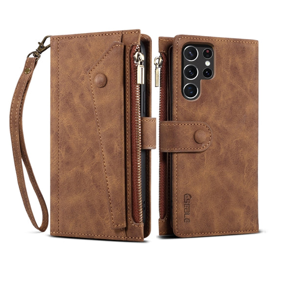 For Samsung Galaxy S25 Ultra 5G ESEBLE Retro Frosted RFID Flip Leather Phone Case(Brown)