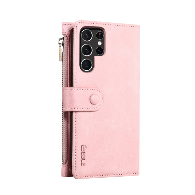 For Samsung Galaxy S25 Ultra 5G ESEBLE Retro Frosted RFID Flip Leather Phone Case(Rose Gold)
