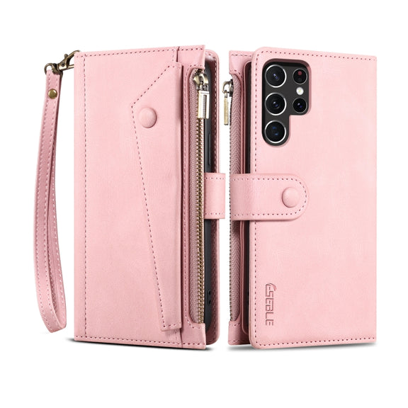 For Samsung Galaxy S25 Ultra 5G ESEBLE Retro Frosted RFID Flip Leather Phone Case(Rose Gold)