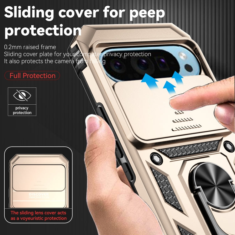 For Google Pixel 9 Sliding Camshield Holder Phone Case(Gold) - Google Cases by PMC TechLife | Online Shopping South Africa | PMC TechLife | Buy Now Pay Later Mobicred