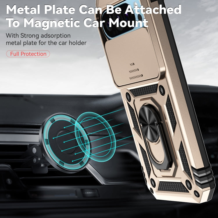 For Google Pixel 9 Sliding Camshield Holder Phone Case(Gold) - Google Cases by PMC TechLife | Online Shopping South Africa | PMC TechLife | Buy Now Pay Later Mobicred