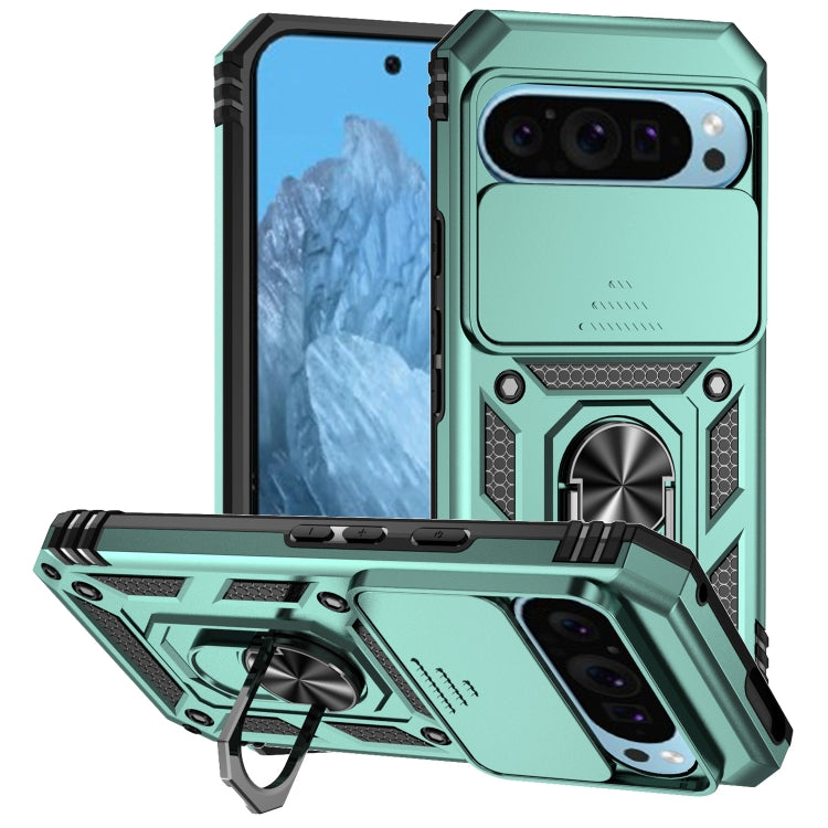 For Google Pixel 9 Sliding Camshield Holder Phone Case(Green) - Google Cases by PMC TechLife | Online Shopping South Africa | PMC TechLife | Buy Now Pay Later Mobicred