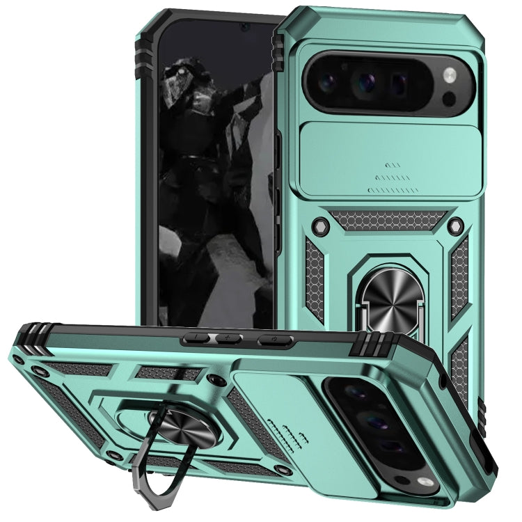For Google Pixel 9 Pro Sliding Camshield Holder Phone Case(Green) - Google Cases by PMC TechLife | Online Shopping South Africa | PMC TechLife | Buy Now Pay Later Mobicred