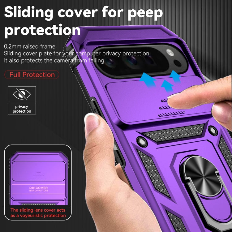 For Google Pixel 9 Pro Sliding Camshield Holder Phone Case(Purple) - Google Cases by PMC TechLife | Online Shopping South Africa | PMC TechLife | Buy Now Pay Later Mobicred