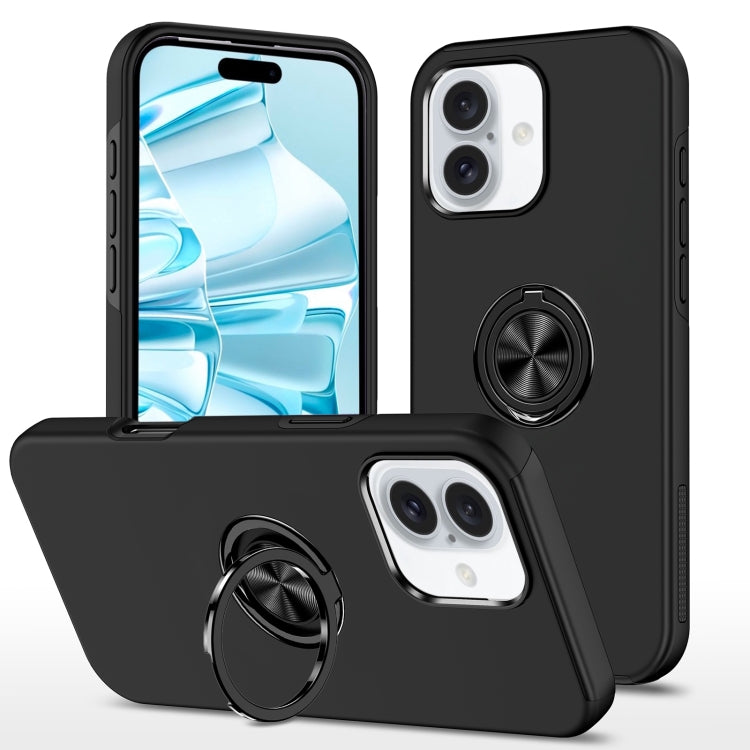 For iPhone 16 Magnetic Ring Holder Phone Case(Black) - iPhone 16 Cases by PMC TechLife | Online Shopping South Africa | PMC TechLife | Buy Now Pay Later Mobicred