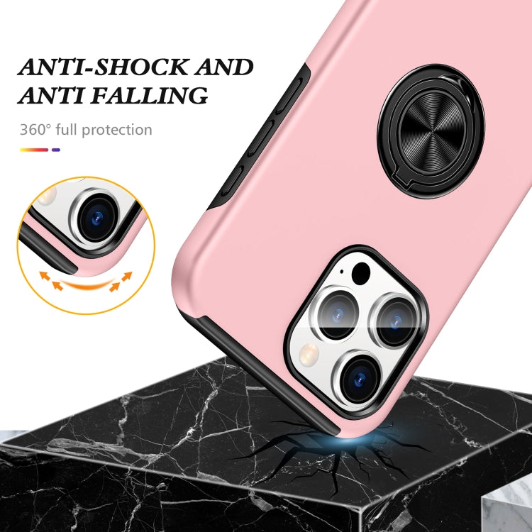 For iPhone 16 Magnetic Ring Holder Phone Case(Rose Gold)