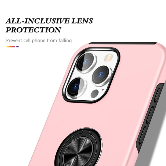 For iPhone 16 Magnetic Ring Holder Phone Case(Rose Gold)