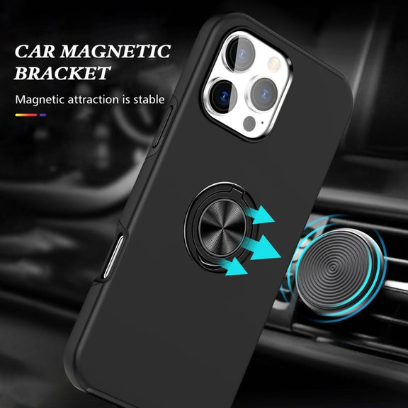 For iPhone 16 Plus Magnetic Ring Holder Phone Case(Black)