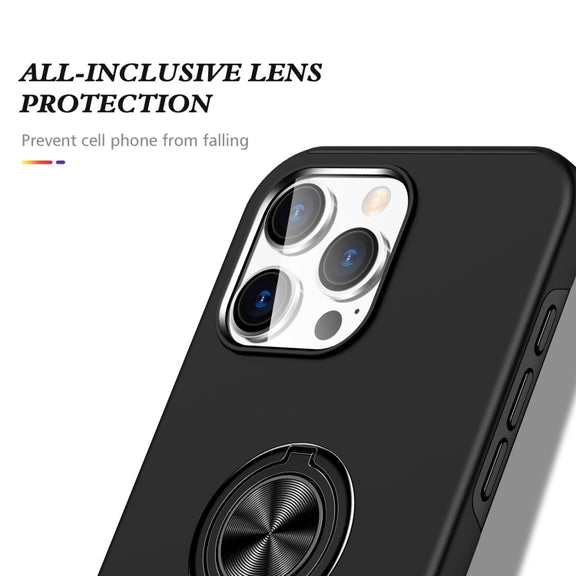 For iPhone 16 Plus Magnetic Ring Holder Phone Case(Black)