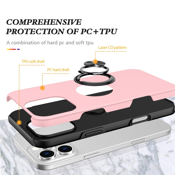 For iPhone 16 Plus Magnetic Ring Holder Phone Case(Rose Gold)