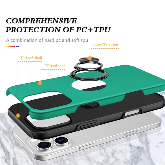 For iPhone 16 Plus Magnetic Ring Holder Phone Case(Dark Green)