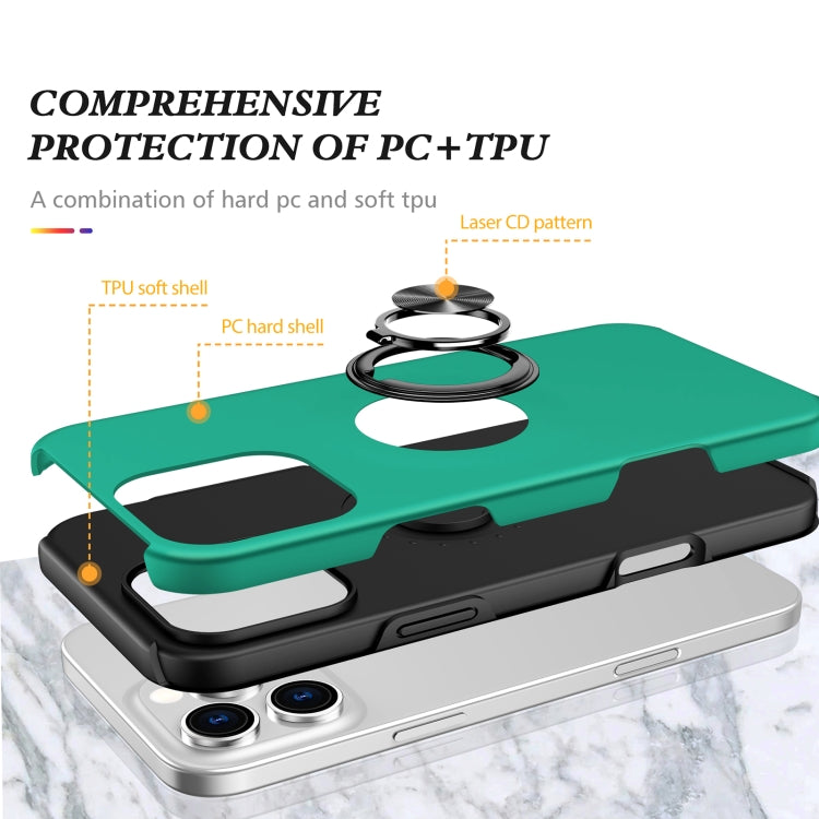 For iPhone 16 Plus Magnetic Ring Holder Phone Case(Dark Green)