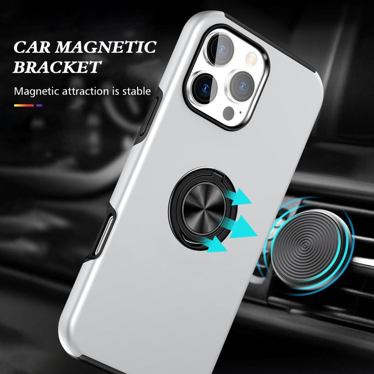 For iPhone 16 Plus Magnetic Ring Holder Phone Case(Silver)