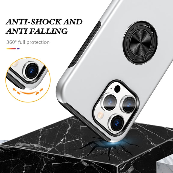 For iPhone 16 Plus Magnetic Ring Holder Phone Case(Silver)