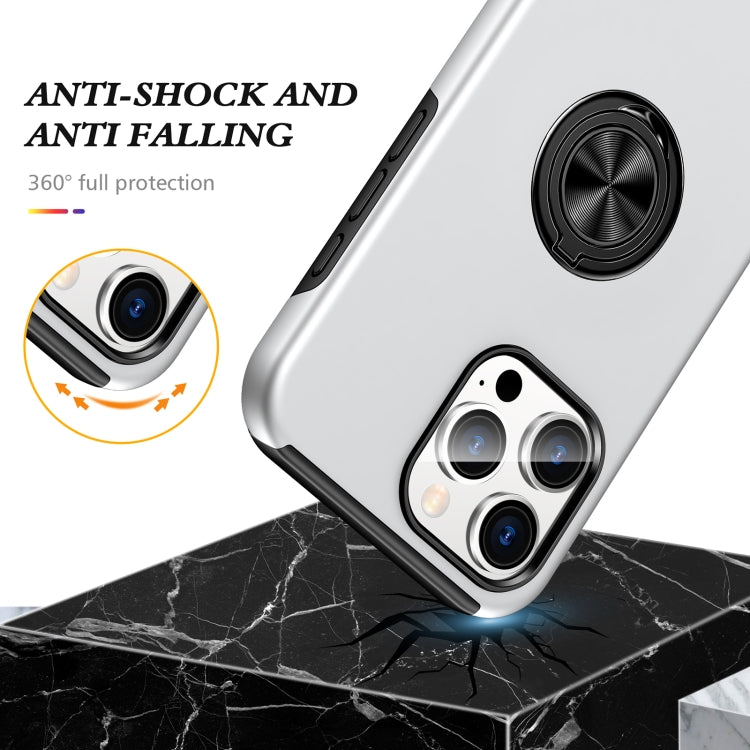 For iPhone 16 Plus Magnetic Ring Holder Phone Case(Silver)