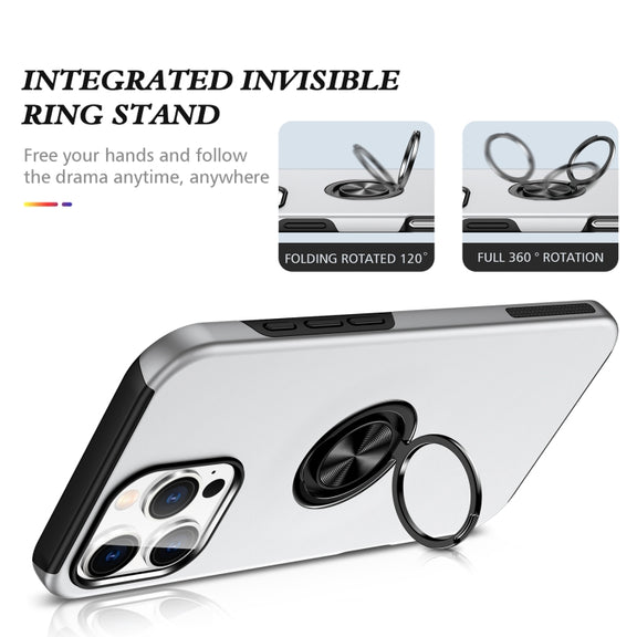 For iPhone 16 Plus Magnetic Ring Holder Phone Case(Silver)