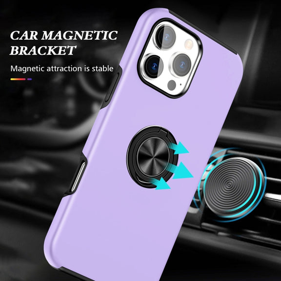 For iPhone 16 Plus Magnetic Ring Holder Phone Case(Purple)