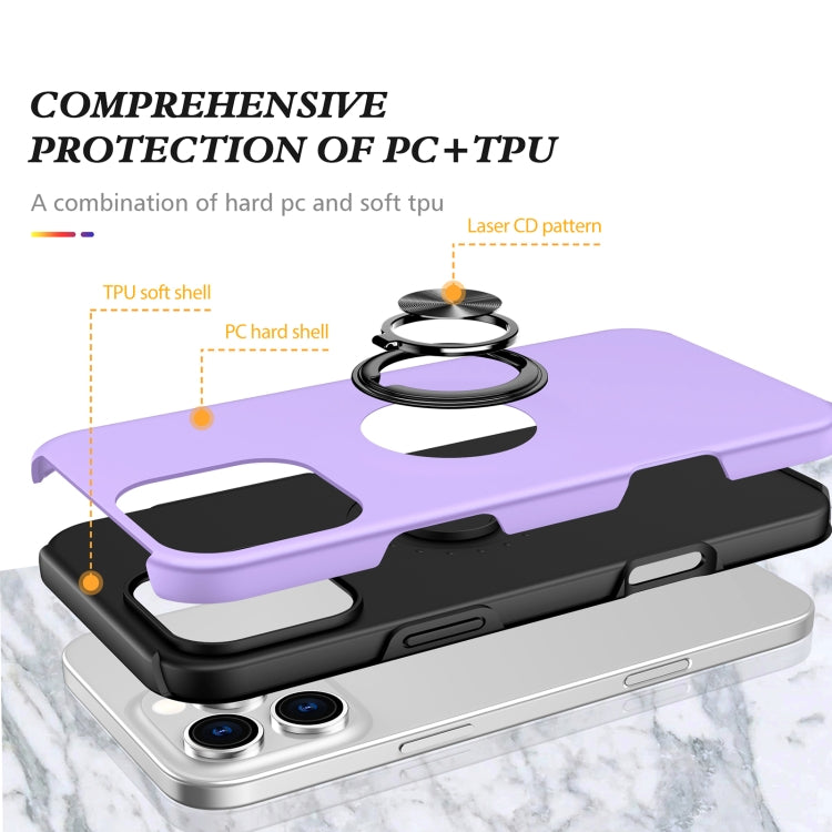 For iPhone 16 Plus Magnetic Ring Holder Phone Case(Purple)
