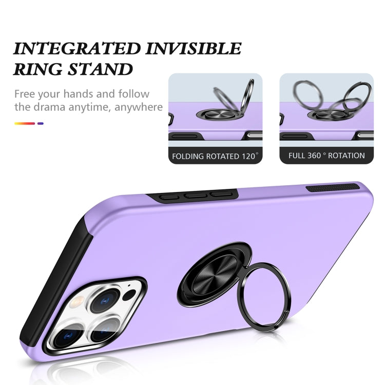 For iPhone 16 Plus Magnetic Ring Holder Phone Case(Purple)