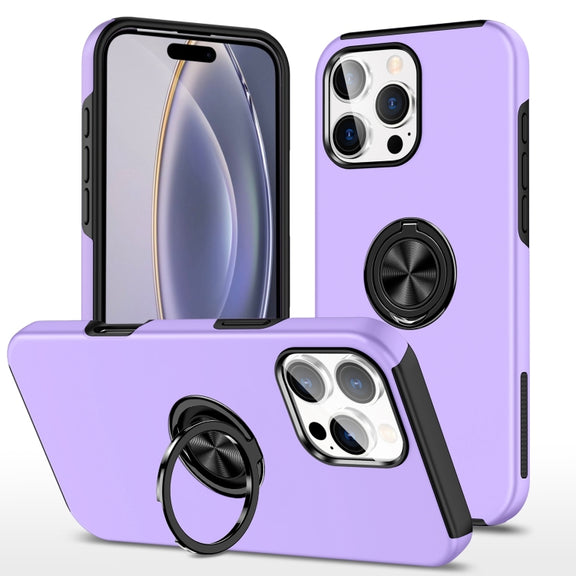 For iPhone 16 Pro Magnetic Ring Holder Phone Case(Purple)