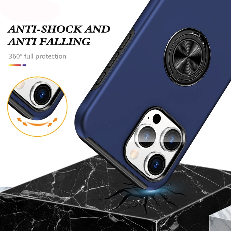 For iPhone 16 Pro Max Magnetic Ring Holder Phone Case(Navy Blue)
