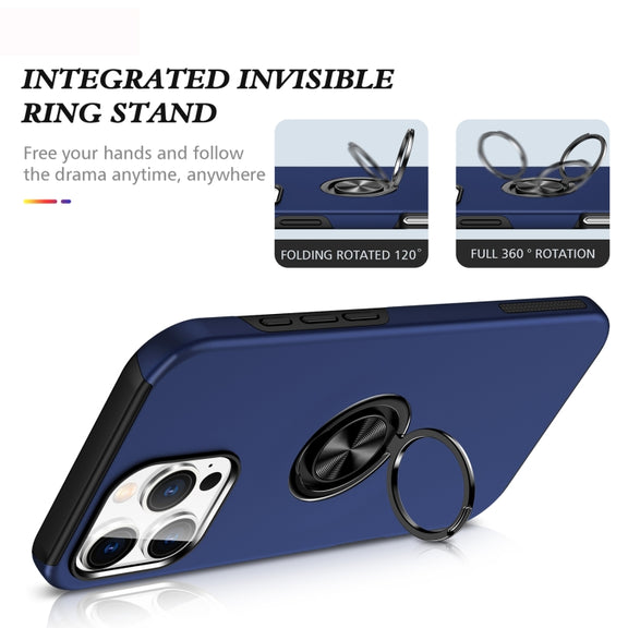 For iPhone 16 Pro Max Magnetic Ring Holder Phone Case(Navy Blue)