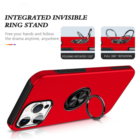 For iPhone 16 Pro Max Magnetic Ring Holder Phone Case(Red)