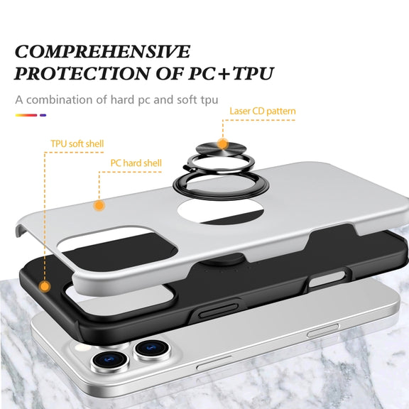For iPhone 16 Pro Max Magnetic Ring Holder Phone Case(Silver)