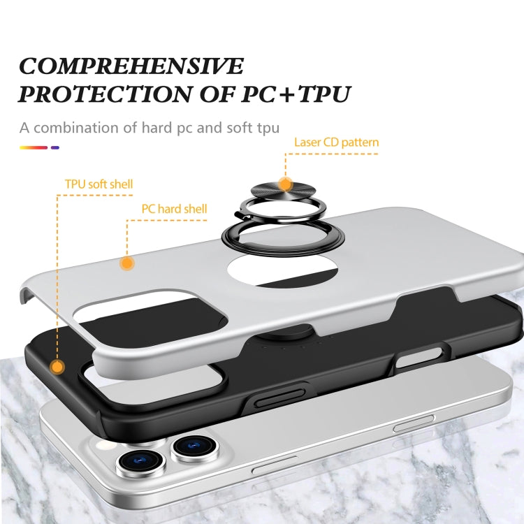 For iPhone 16 Pro Max Magnetic Ring Holder Phone Case(Silver)