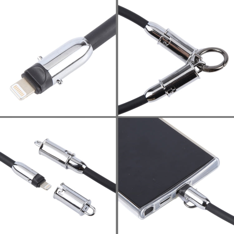 USB-C / Type-C to 8 Pin Data Cable Phone Anti-lost Short Lanyard, Length: 30cm(Black Braid)