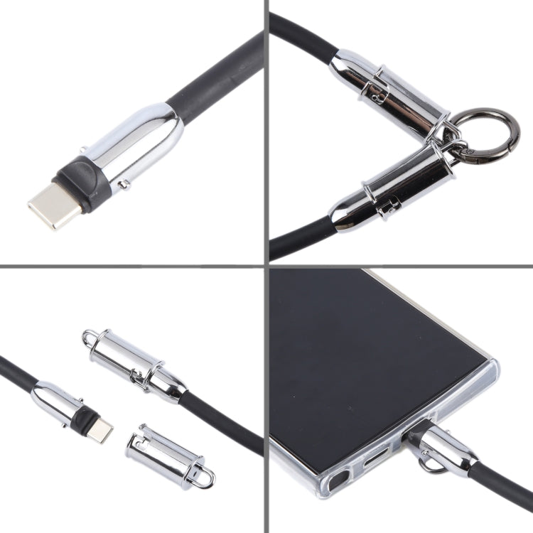 USB-C / Type-C to Type-C Data Cable Phone Anti-lost Short Lanyard, Length: 30cm(Black Braid)