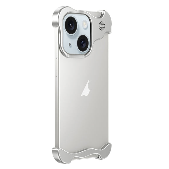 For iPhone 15 Aromatherapy Alloy Frameless Phone Case(Silver)
