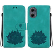 For Motorola Edge 2024 Lotus Embossed Leather Phone Case(Green)