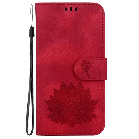 For iPhone 16 Pro Lotus Embossed Leather Phone Case(Red)