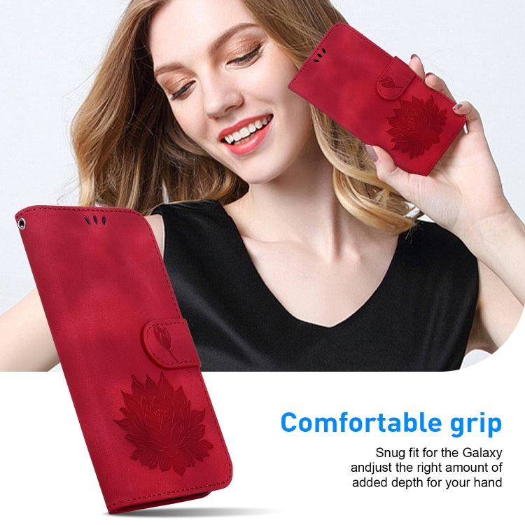 For iPhone 16 Pro Lotus Embossed Leather Phone Case(Red) - iPhone 16 Pro Cases by PMC TechLife | Online Shopping South Africa | PMC TechLife | Buy Now Pay Later Mobicred