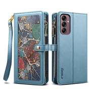 For Samsung Galaxy S25 5G ESEBLE Star Series Lanyard Zipper Wallet RFID Leather Case(Blue)