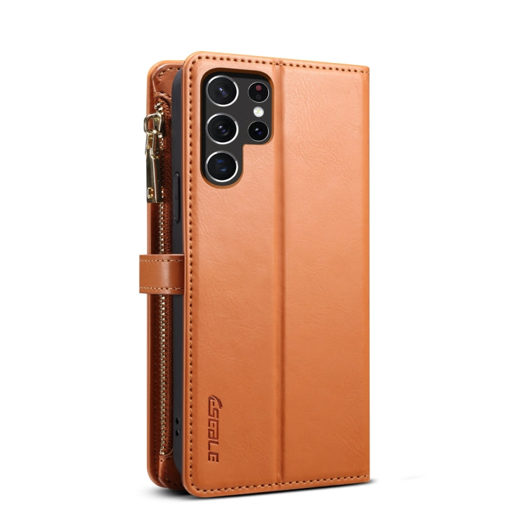 For Samsung Galaxy S25 Ultra 5G ESEBLE Star Series Lanyard Zipper Wallet RFID Leather Case(Brown)