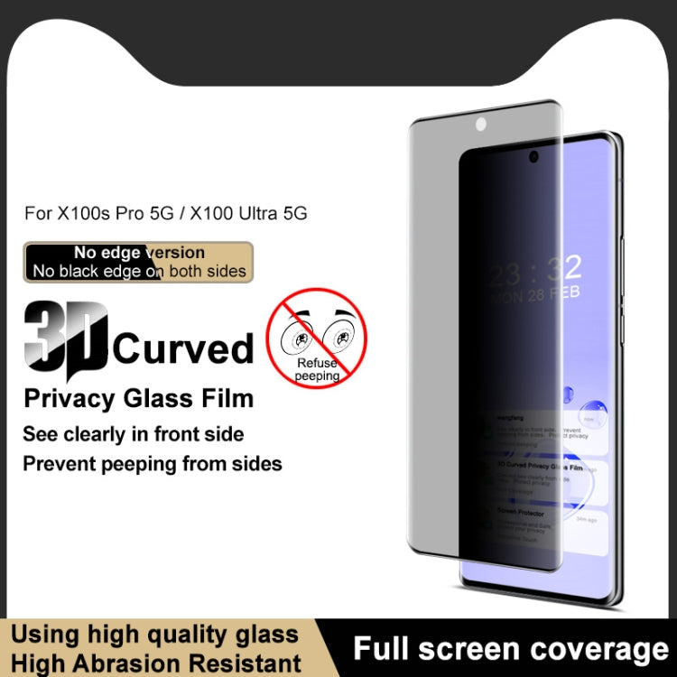 For vivo X100s Pro / X100 Ultra imak 3D Curved Privacy Full Screen Tempered Glass Film