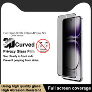For OPPO Reno12 Pro Global imak 3D Curved Privacy Full Screen Tempered Glass Film