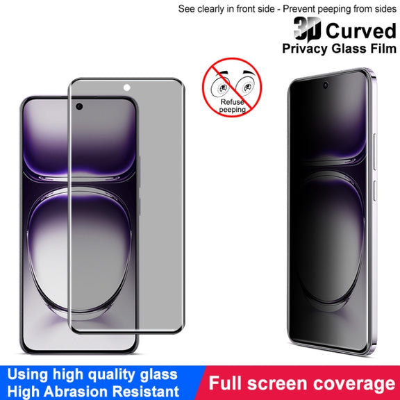 For OPPO Reno12 Pro Global imak 3D Curved Privacy Full Screen Tempered Glass Film