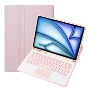 For iPad Air 11 2025 / 2024 / Air 5 10.9 / Air 4 A098B-A Detachable Ultra-Thin Bluetooth Touch Keyboard Leather Tablet Case with Pen Slot(Pink)