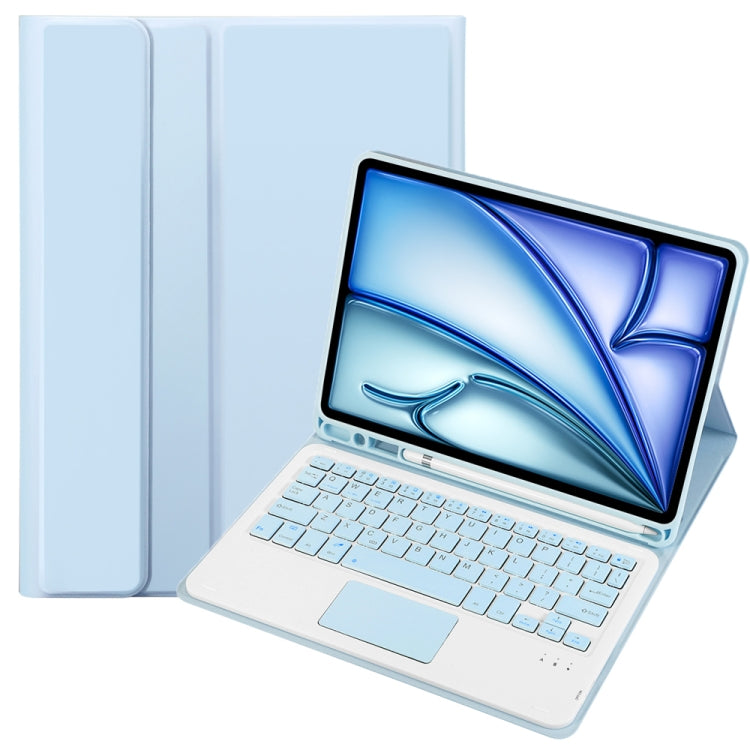 For iPad Air 11 2025 / 2024 / Air 5 10.9 / Air 4 A098B-A Detachable Ultra-Thin Bluetooth Touch Keyboard Leather Tablet Case with Pen Slot(Light Blue) - For iPad Air by PMC Jewellery | Online Shopping South Africa | PMC Jewellery | Buy Now Pay Later Mobicred